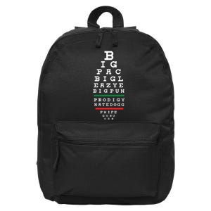 Old School Hip Hop Music Rap Legends Eye Chart 90s HipHop 16 in Basic Backpack