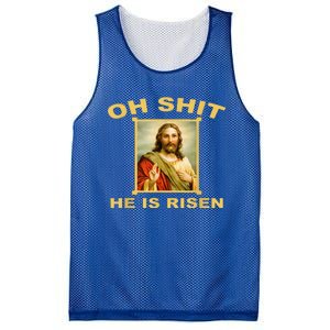 Oh Shit He Is Risen Jesus Christian Holy Mesh Reversible Basketball Jersey Tank