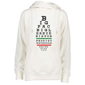 Old School Hip Hop Music Rap Legends Eye Chart 90s HipHop Womens Funnel Neck Pullover Hood