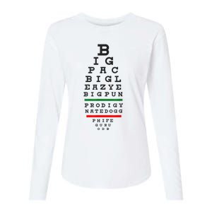 Old School Hip Hop Music Rap Legends Eye Chart 90s HipHop Womens Cotton Relaxed Long Sleeve T-Shirt