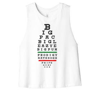 Old School Hip Hop Music Rap Legends Eye Chart 90s HipHop Women's Racerback Cropped Tank