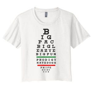 Old School Hip Hop Music Rap Legends Eye Chart 90s HipHop Women's Crop Top Tee