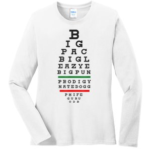 Old School Hip Hop Music Rap Legends Eye Chart 90s HipHop Ladies Long Sleeve Shirt