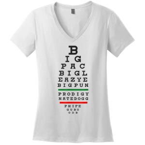 Old School Hip Hop Music Rap Legends Eye Chart 90s HipHop Women's V-Neck T-Shirt