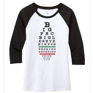 Old School Hip Hop Music Rap Legends Eye Chart 90s HipHop Women's Tri-Blend 3/4-Sleeve Raglan Shirt