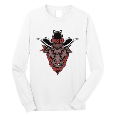 Old School Hats Bull Custom Printed Long Sleeve Shirt