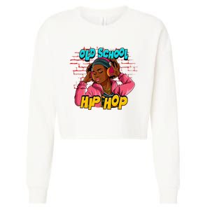 Old School Hip Hop Girl Cropped Pullover Crew