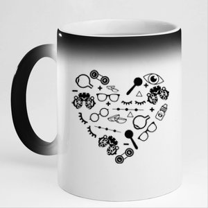 Optometry Symbols Heart Eyeglasses Spectacles Optician Life 11oz Black Color Changing Mug