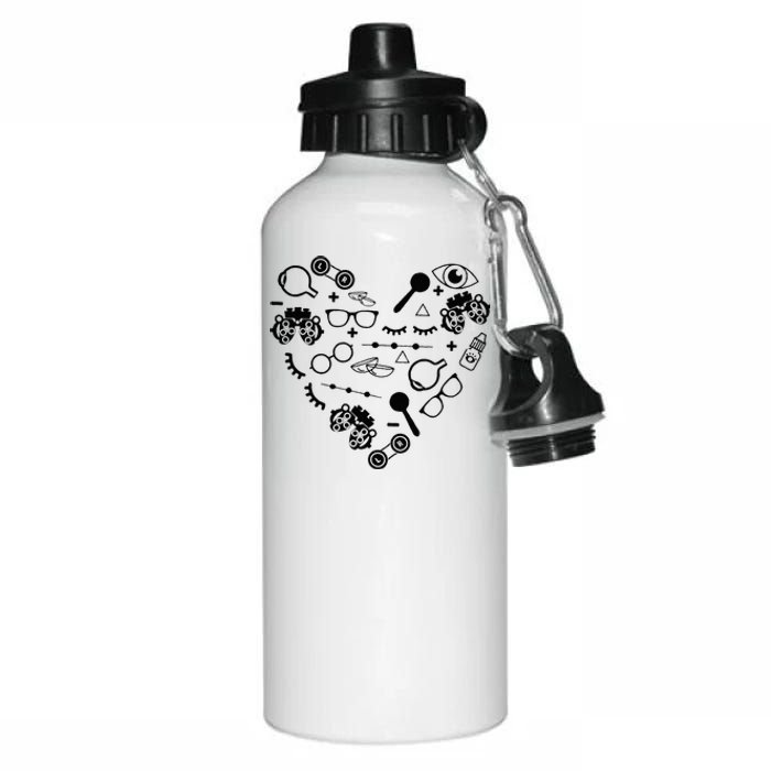 Optometry Symbols Heart Eyeglasses Spectacles Optician Life Aluminum Water Bottle