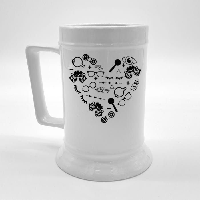 Optometry Symbols Heart Eyeglasses Spectacles Optician Life Beer Stein