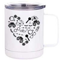 Optometry Symbols Heart Eyeglasses Spectacles Optician Life 12 oz Stainless Steel Tumbler Cup