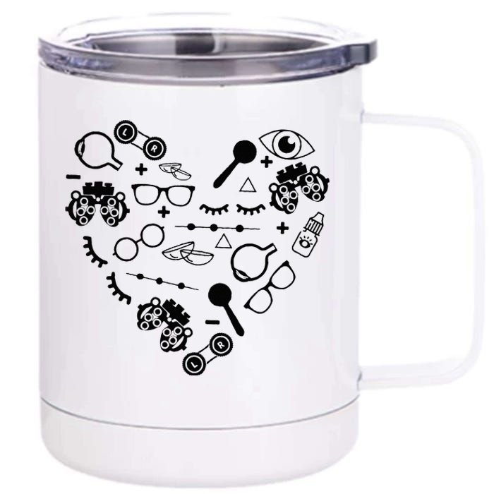 Optometry Symbols Heart Eyeglasses Spectacles Optician Life 12 oz Stainless Steel Tumbler Cup