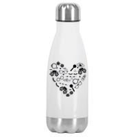 Optometry Symbols Heart Eyeglasses Spectacles Optician Life Stainless Steel Insulated Water Bottle