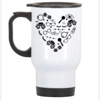 Optometry Symbols Heart Eyeglasses Spectacles Optician Life Stainless Steel Travel Mug