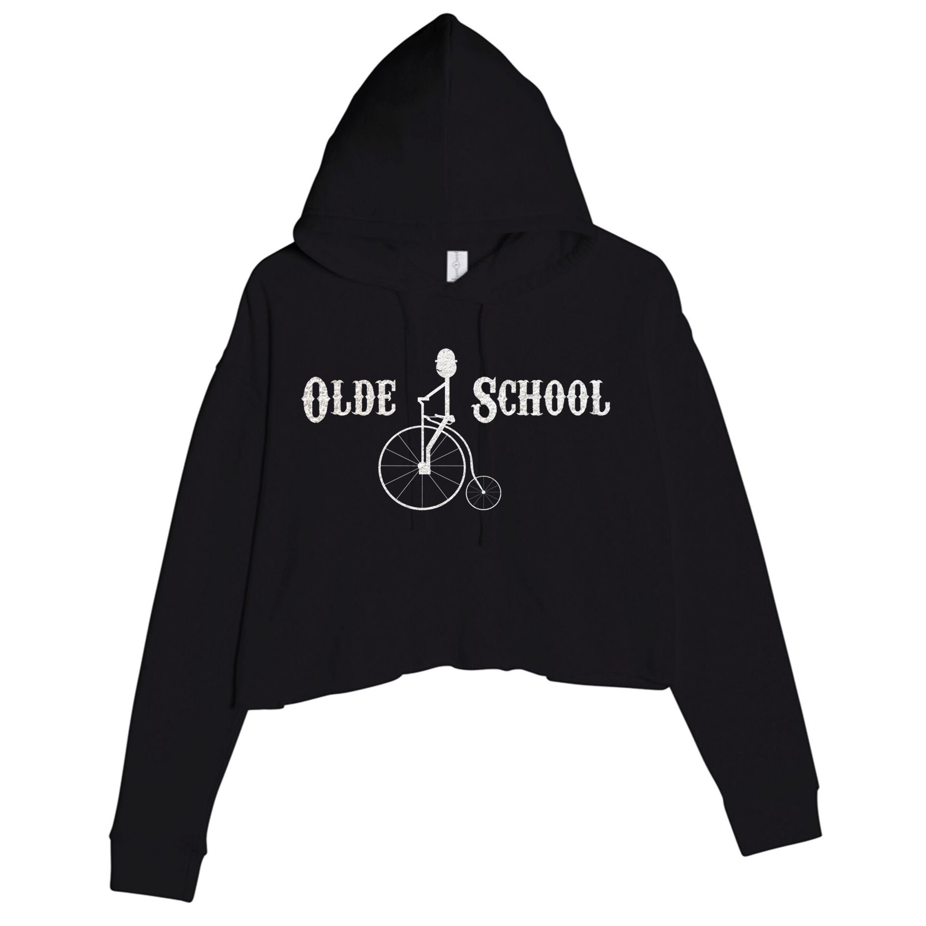 Olde School High Wheel Bike Funny Gift Crop Fleece Hoodie
