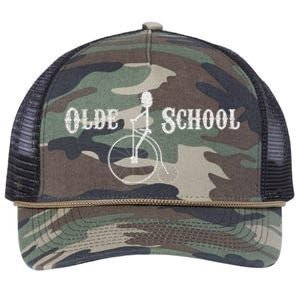 Olde School High Wheel Bike Funny Gift Retro Rope Trucker Hat Cap