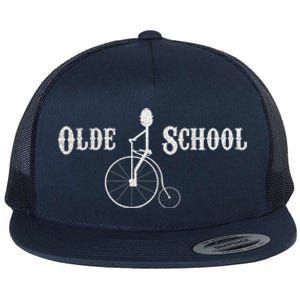 Olde School High Wheel Bike Funny Gift Flat Bill Trucker Hat