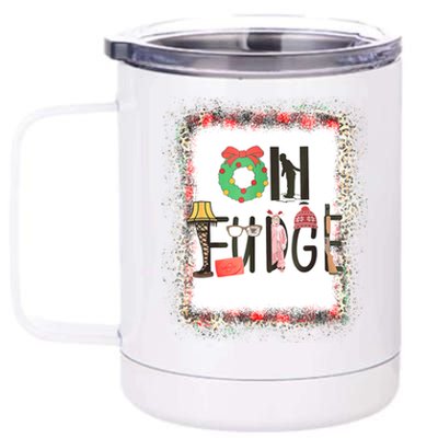 Oh Santa Hat Funny Christmas Story Family Christmas 12 oz Stainless Steel Tumbler Cup