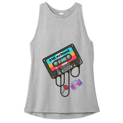 Old School Hip Hop Cassette Tape Retro 80s 90s Rap Mixtape Ladies PosiCharge Tri-Blend Wicking Tank