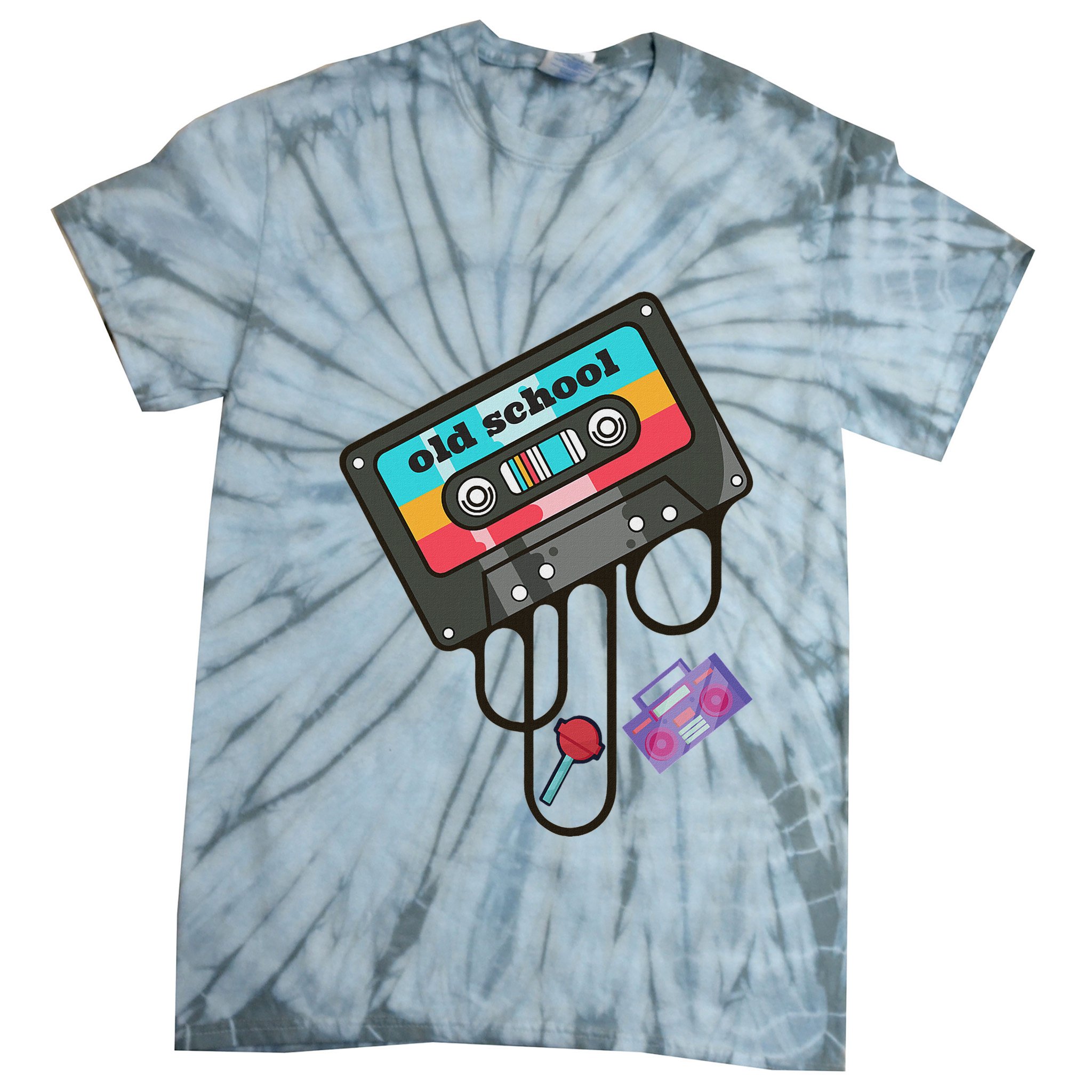 Old School Hip Hop Cassette Tape Retro 80s 90s Rap Mixtape Tie-Dye T-Shirt