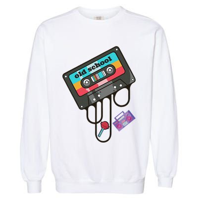 Old School Hip Hop Cassette Tape Retro 80s 90s Rap Mixtape Garment-Dyed Sweatshirt