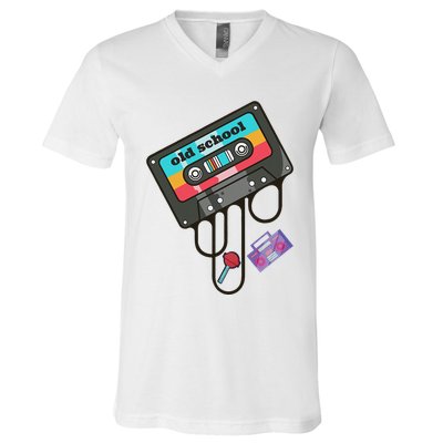 Old School Hip Hop Cassette Tape Retro 80s 90s Rap Mixtape V-Neck T-Shirt