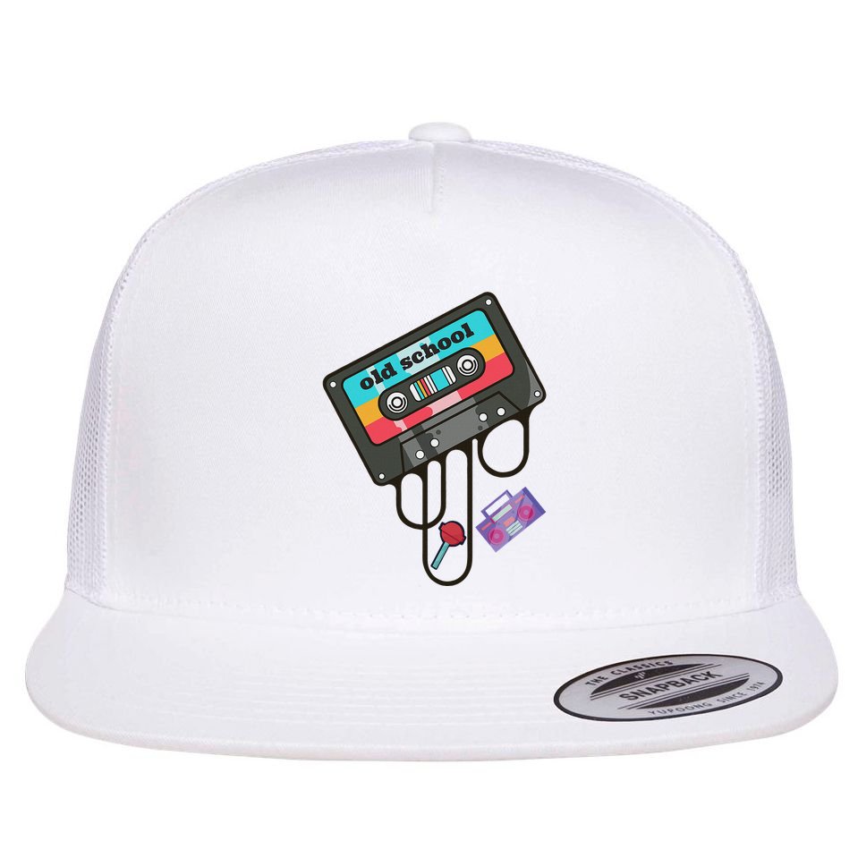 Old School Hip Hop Cassette Tape Retro 80s 90s Rap Mixtape Flat Bill Trucker Hat