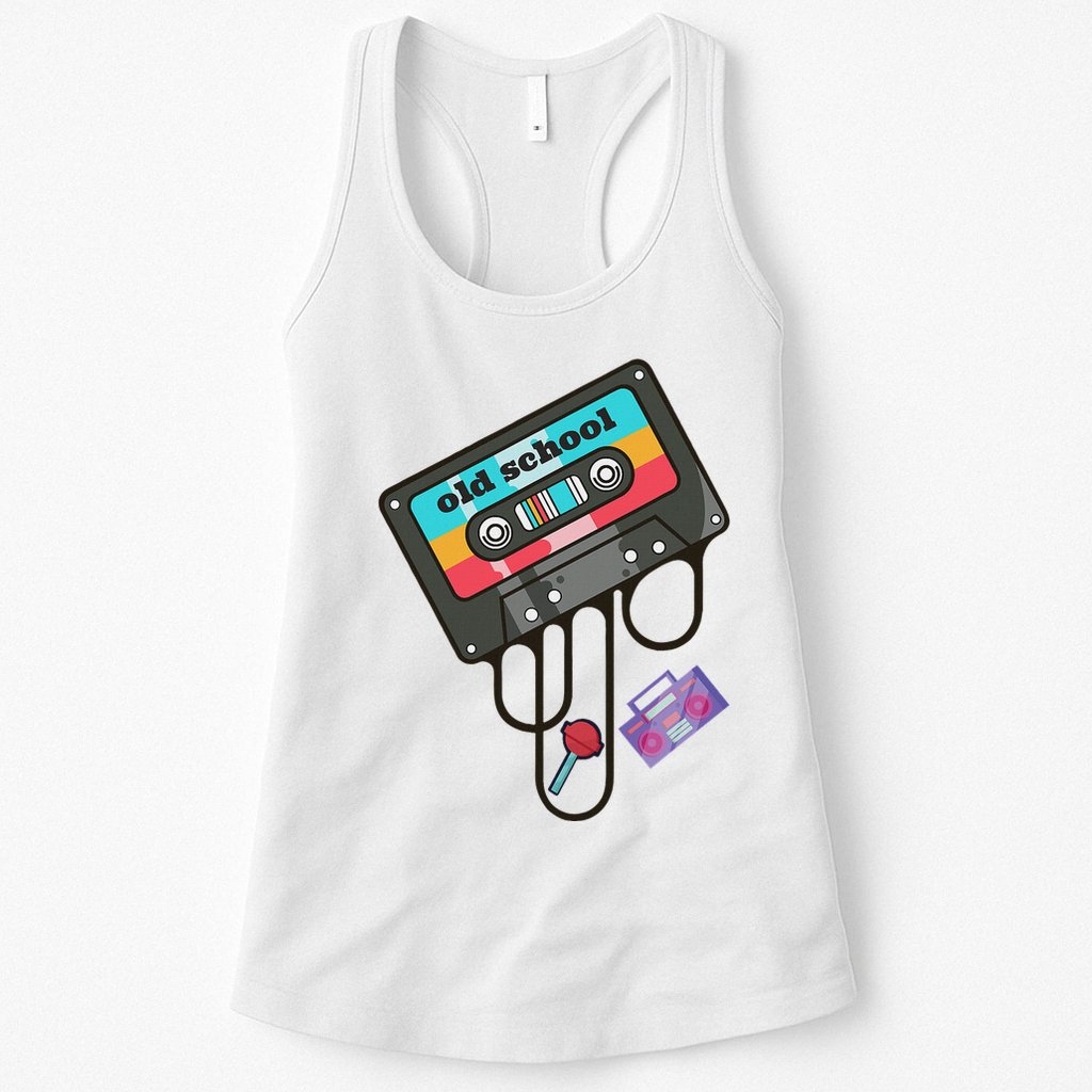 Old School Hip Hop Cassette Tape Retro 80s 90s Rap Mixtape Womens Tank Top