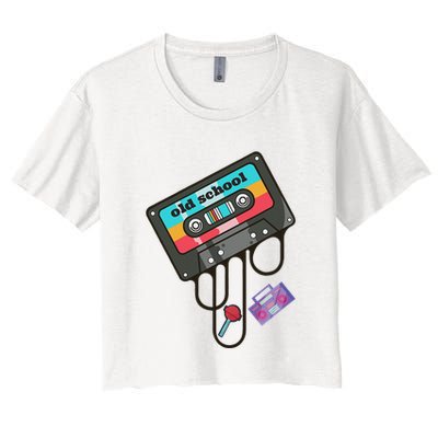 Old School Hip Hop Cassette Tape Retro 80s 90s Rap Mixtape Crop Top