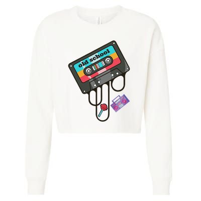 Old School Hip Hop Cassette Tape Retro 80s 90s Rap Mixtape Cropped Pullover Crew