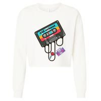 Old School Hip Hop Cassette Tape Retro 80s 90s Rap Mixtape Cropped Pullover Crew