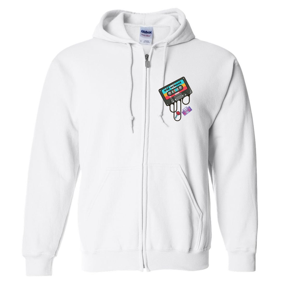 Old School Hip Hop Cassette Tape Retro 80s 90s Rap Mixtape Full Zip Hoodie