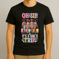 Oh Sip ItS A Trip Funny Party Black Women Queen T-Shirt
