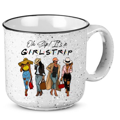Oh Sip It's A Girls Trip Funny Wine Black Sistas Queen  15oz Campfire Ceramic Mug