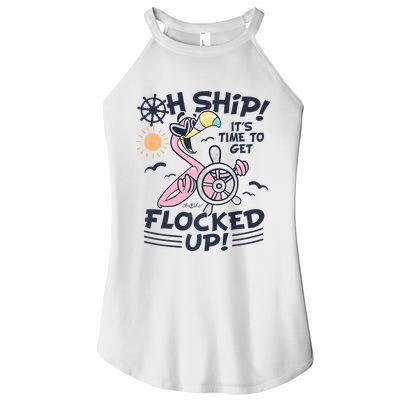 Oh Ship It's Time To Get Flocked Up! Flamingo Cruise Women’s Perfect Tri Rocker Tank