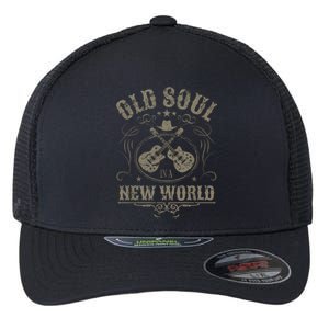 Old Soul In A New World Country Bluegrass Music Guitar Fan Flexfit Unipanel Trucker Cap