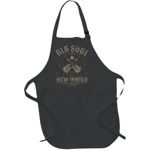 Old Soul In A New World Country Bluegrass Music Guitar Fan Full-Length Apron With Pockets