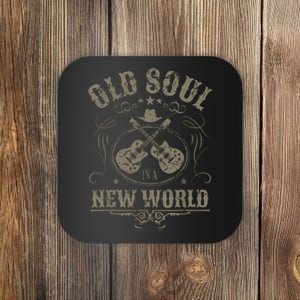 Old Soul In A New World Country Bluegrass Music Guitar Fan Coaster