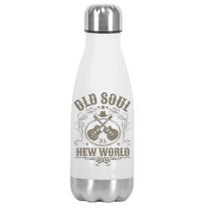 Old Soul In A New World Country Bluegrass Music Guitar Fan Stainless Steel Insulated Water Bottle