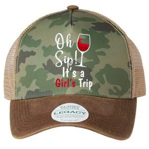 Oh Sip! It's A Girls Trip Funny Wine Party Legacy Tie Dye Trucker Hat