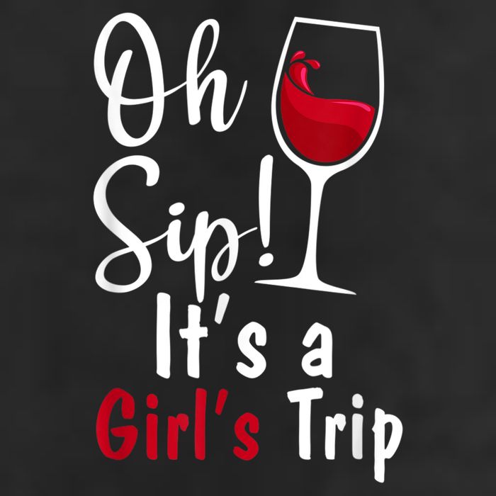 Oh Sip! It's A Girls Trip Funny Wine Party 7 Panel Mesh Trucker Snapback Hat
