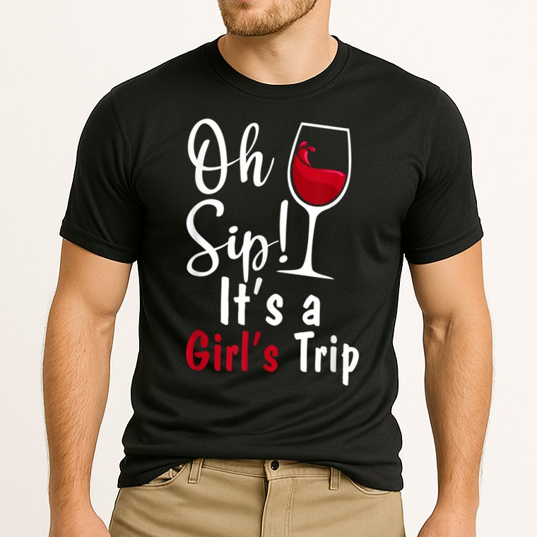 Oh Sip! It's A Girls Trip Funny Wine Party Cooling Performance Crew T-Shirt