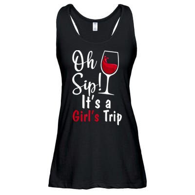 Oh Sip! It's A Girls Trip Funny Wine Party Ladies Essential Flowy Tank
