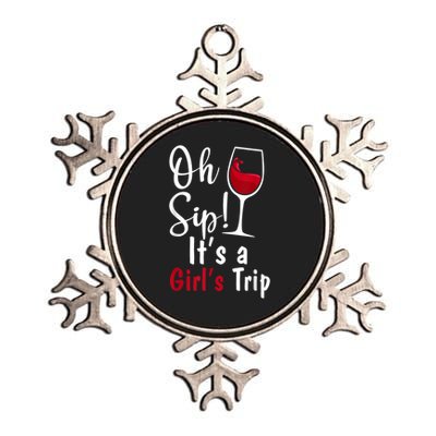 Oh Sip! It's A Girls Trip Funny Wine Party Metallic Star Ornament