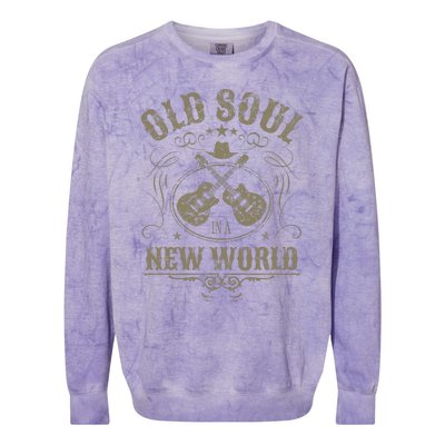 Old Soul In A New World Country Bluegrass Music Guitar Fan Colorblast Crewneck Sweatshirt