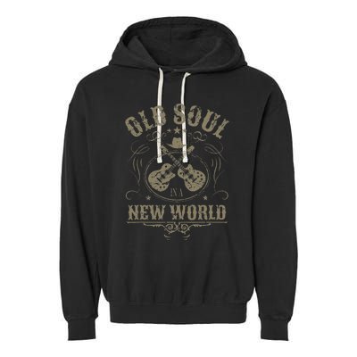 Old Soul In A New World Country Bluegrass Music Guitar Fan Garment-Dyed Fleece Hoodie