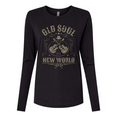 Old Soul In A New World Country Bluegrass Music Guitar Fan Womens Cotton Relaxed Long Sleeve T-Shirt