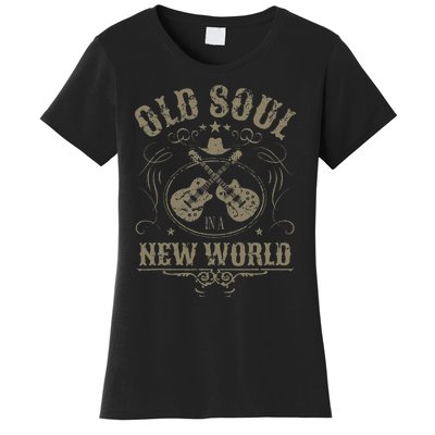 Old Soul In A New World Country Bluegrass Music Guitar Fan Women's T-Shirt