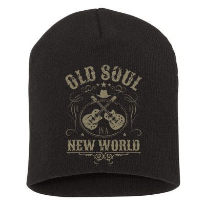 Old Soul In A New World Country Bluegrass Music Guitar Fan Short Acrylic Beanie