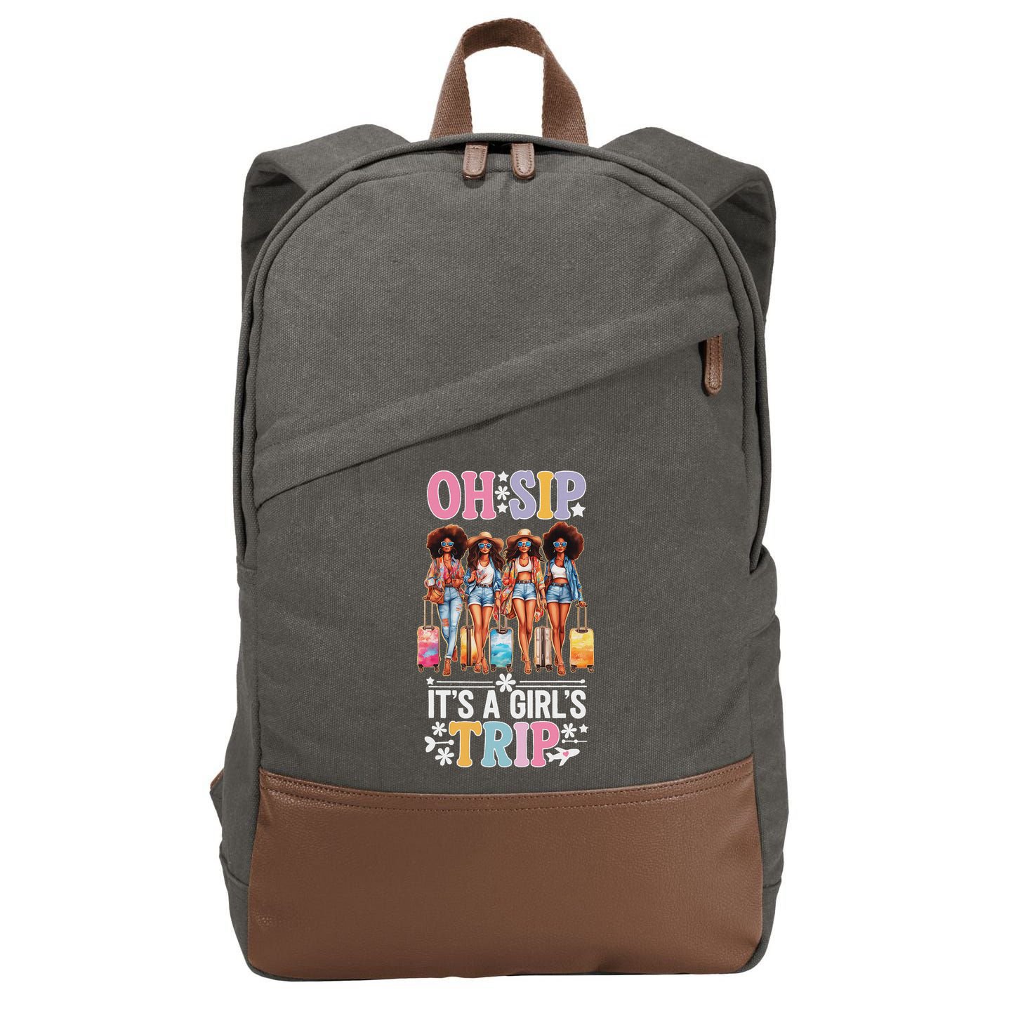 Oh Sip ItS A Girl Trip Cotton Canvas Backpack